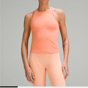 Lululemon align waist length racer back tank top sz 4 sunny coral